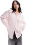 Фото #1 товара Monki long sleeve crinkle textured shirt in light dusty pink