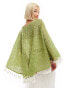 Фото #2 товара Labelrail x Olivia Grace Herring crochet tassle poncho in green