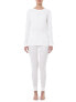 Fruit of the Loom Thermal Set Womens Large White Cotton Elastic Waist Round Neck