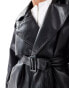 Фото #6 товара ASOS DESIGN leather look trench coat in black