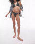 Topshop mix and match crinkle stripe tie side bikini bottoms in monochrome 42 - фото #2