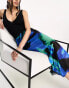 Фото #2 товара ASOS DESIGN mesh fishtail maxi skirt with tie waist in blue marble