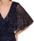 Women's Sequin Mesh Capelet-Sleeve Gown