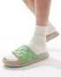 ASOS DESIGN sliders in stone with green checkboard grün, 43 - фото #1