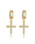 ფოტო #1 პროდუქტის Cross Huggie Earrings with White Diamond Cubic Zirconia