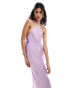 ASOS DESIGN one shoulder maxi dress with grosgrain strap in lilac