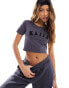 Kaiia cropped baby t-shirt co-ord in charcoal grey