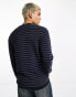 COLLUSION fine knit stripe jumper in washed blue