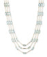 ფოტო #1 პროდუქტის Gold-Tone Baguette Stone Layered Collar Necklace, 16" + 3" extender