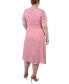 ფოტო #2 პროდუქტის Plus Size Short Sleeve Belted Swiss Dot Dress