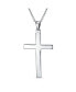 ფოტო #1 პროდუქტის Unisex Large Traditional Plain Simple Basic Religious Cross Pendant Necklace For Women Men Polished Solid .925 Sterling Silver