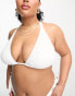 Ivory Rose Plus crinkle triangle bikini top in white weiß, EU 90F-FF - фото #3