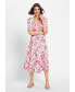 Фото #6 товара Women's Short Sleeve Allover Floral Print Midi Dress