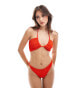 Фото #1 товара ASOS DESIGN Amy crinkle bandeau halter bikini top in tomato red