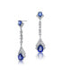 ფოტო #1 პროდუქტის Sterling Silver With White Gold Plated Clear And Emerald Cubic Zirconia Double Haloed Drop Earrings