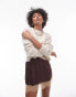 Фото #1 товара Topshop knitted crew with raglan and exposed seam jumper in stone