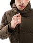 Selected Homme short puffer jacket in brown