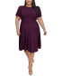 ფოტო #2 პროდუქტის Plus Size Short-Sleeve Midi Dress