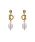 Gold Knot Earrings with Pearl Dangle