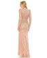 ფოტო #2 პროდუქტის Women's Sequined Wrap Over Long Sleeve Gown