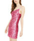Leyden Women's Squined Cowlneck Sleeveless Mini Dress Pink M