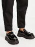 Фото #3 товара ASOS DESIGN chunky loafers in black faux leather with gold snaffle