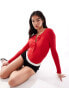 Фото #3 товара SNDYS rib button down bodysuit in red