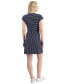 Фото #2 товара Women's Striped Short-Sleeve Surplice-Neck Dress