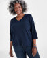 Style & Co Plus Size Cotton V-Neck 3/4-Sleeve Top, Created for