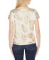 Women's Foil Print Grommet Trim Top Wht/gold, S - фото #2