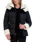 ფოტო #4 პროდუქტის Women's Faux-Shearling-Trim Hooded Puffer Coat