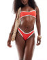 Фото #4 товара Miss Selfridge contrast bralet bikini top in red with contrast tipping