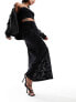 Фото #1 товара Miss Selfridge burnout mid rise maxi skirt in black