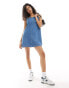 ASOS DESIGN denim bow dress in indigo BLAU, XS - EU 32-34 - фото #4