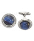 Stainless Steel Polished CZ and Onyx Circle Cufflinks