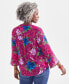 ფოტო #4 პროდუქტის Women's Printed Pintuck Ruffle Sleeve Top, Created for Macy's