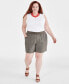 Фото #1 товара Plus Size Mid Rise Pull-On Shorts, Created for Macy's