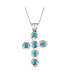 Фото #3 товара South Western Style Natural Stabilized Blue Turquoise Rope Bezel Set Cross Pendant Necklace For Women Sterling Silver