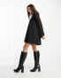 Фото #4 товара ASOS DESIGN long sleeve v neck crochet mini dress in black