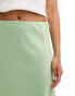 YAS satin midi skirt in light green - LGREEN Stilles Grün, XL - фото #3