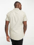 ASOS DESIGN slim fit oxford shirt in stone