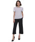 ფოტო #5 პროდუქტის Karl Lagerfeld Women's Tipped Button-Trim Short-Sleeve Top