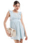 Фото #1 товара Wednesday's Girl ruffle edge pleat detail mini dress in light blue