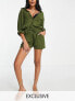 Фото #1 товара Esmee Exclusive co-ord beach shorts in khaki