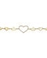 ფოტო #2 პროდუქტის 14k Yellow Gold Plated with Cubic Zirconia Heart Halo Charm Bracelet