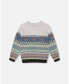 Big Boys Jacquard Sweater With Fox Beige, Blue And Green