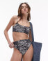 Topshop high waist high leg bikini bottoms in mono animal print 40 - фото #2