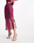 Whistles dainty net tie detail midi skirt in dark pink co-ord Rosa/Bunt, 46 - фото #2