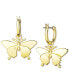 Gold-Tone Multicolor Pavé Butterfly Charm Hoop Earrings