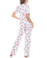 Women's Short Sleeve Pants Tropical Pajama Set, 2-Piece